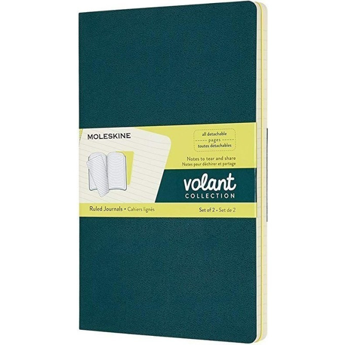 Блокнот MOLESKINE VOLANT LARGE, нелинованный, зеленый/желтый цитрон QP723K31M20